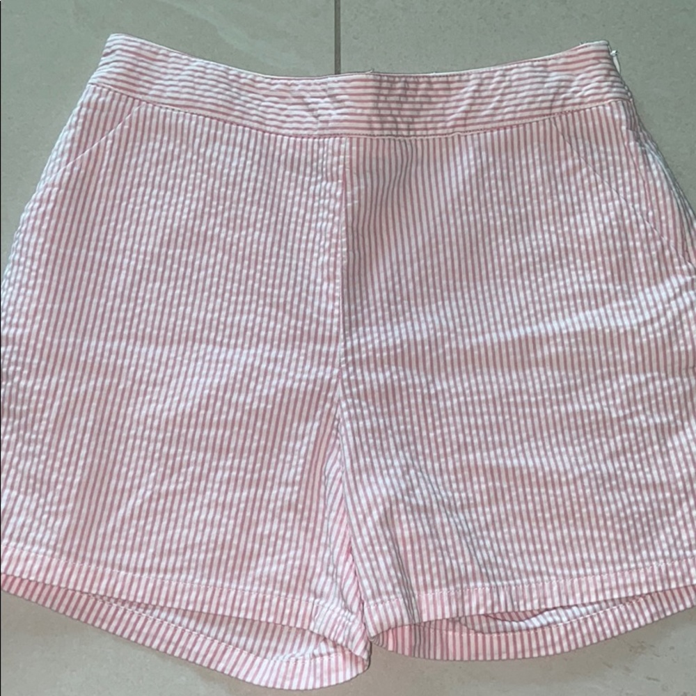 White and pink striped shorts